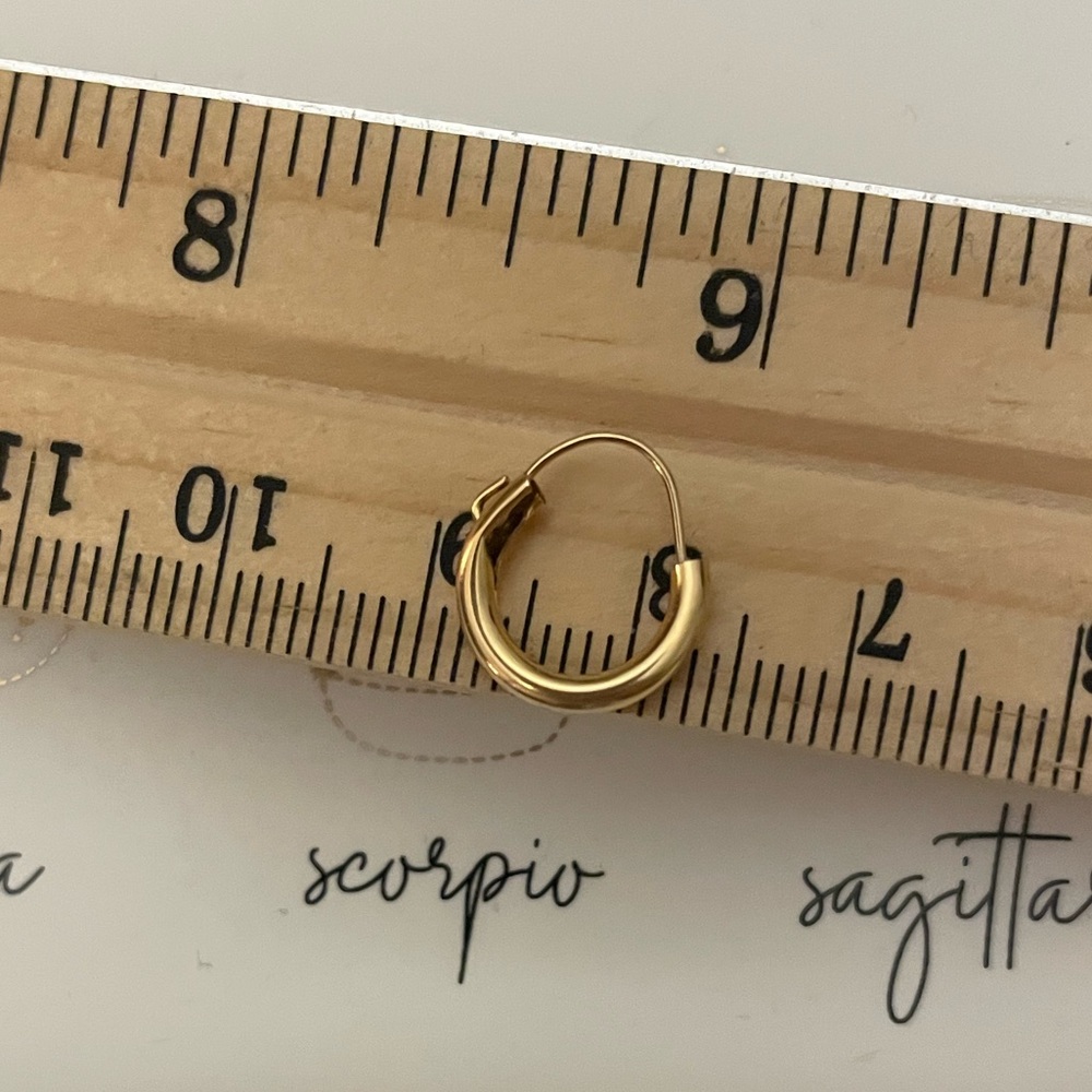 NEW OS 1960s 14kt solid yellow gold wires pierced hoop earrings VTG Mid Century - Picture 6 of 7